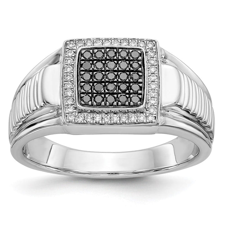 14k White Gold 3 mm 11 mm Top and White Diamond Square Men's Ring