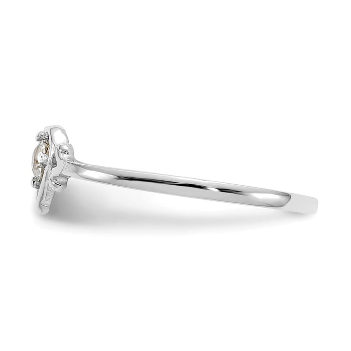 14k White Gold 3 mm Round Aquamarine Birthstone Heart Ring