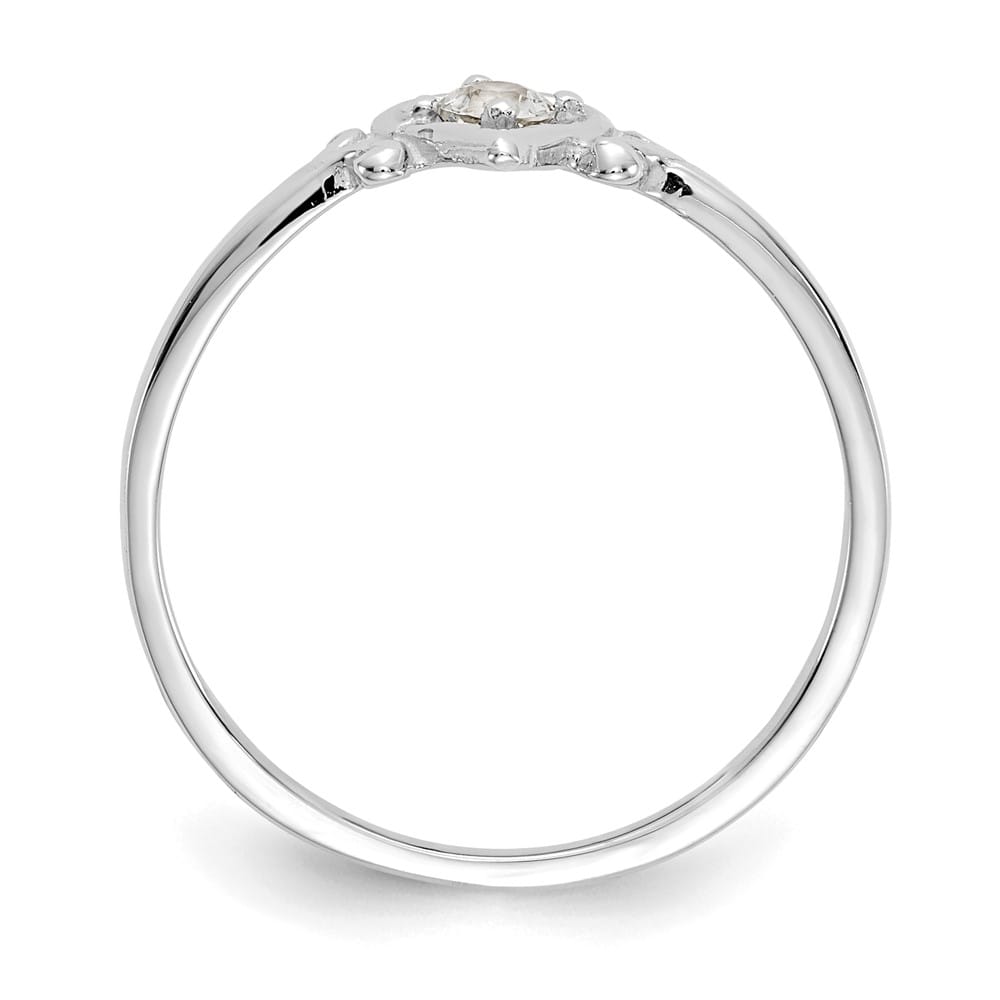 14k White Gold 3 mm Round Aquamarine Birthstone Heart Ring