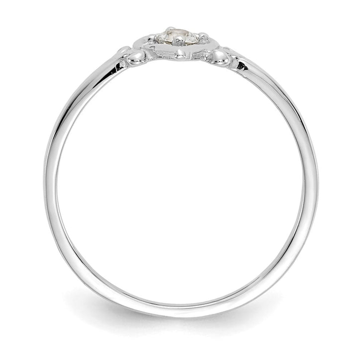14k White Gold 3 mm Round Aquamarine Birthstone Heart Ring