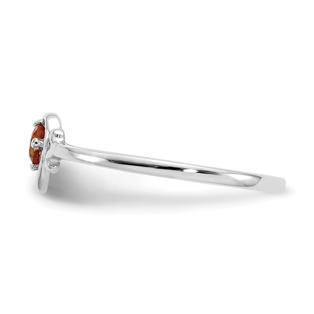 14k White Gold 3 mm Round Citrine Birthstone Heart Ring