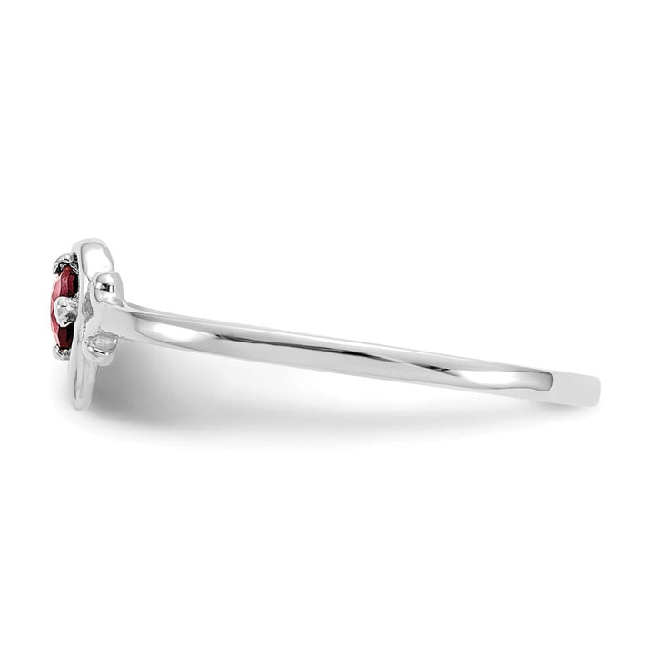 14k White Gold 3 mm Round Garnet Birthstone Heart Ring