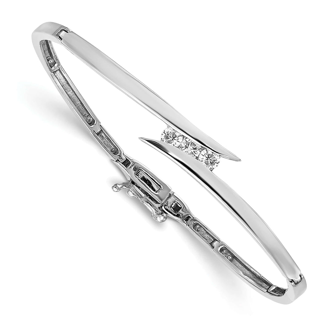 14K White Gold 3-Stone 1/4 carat SI2/SI3 Diamond Hinged Bracelet