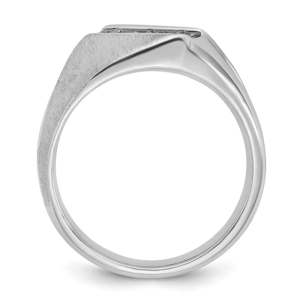 14k White Gold 3-Stone I1 Quality Diamond Men's Ring