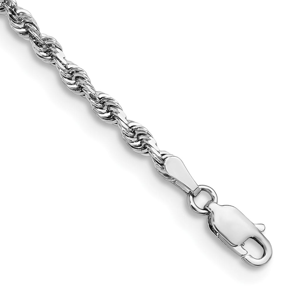 14K White Gold 3mm D.C. Quadruple Rope Lobster Clasp Anklet — solid 14K white gold, 9 inches long, 3 mm wide, lobster clasp, 5.59 g