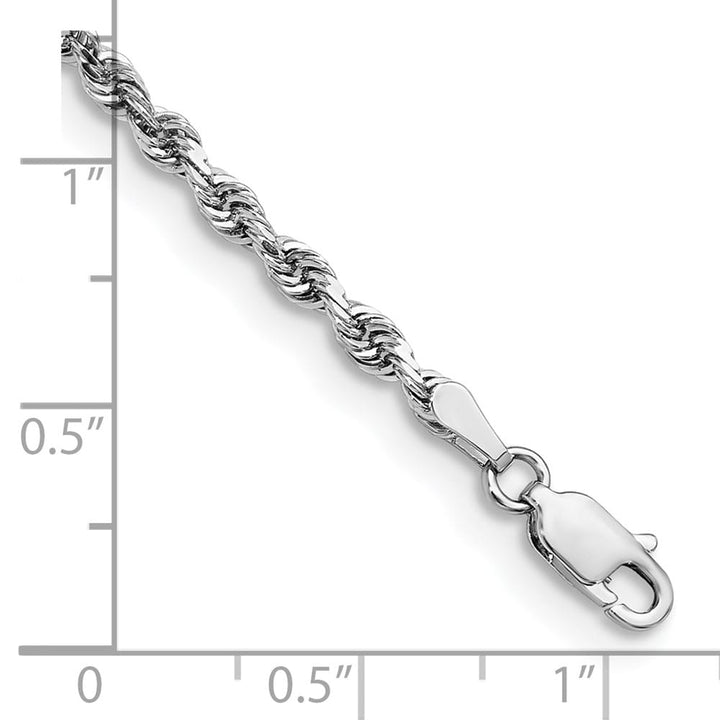 14K White Gold 3mm D.C. Quadruple Rope Lobster Clasp Anklet
