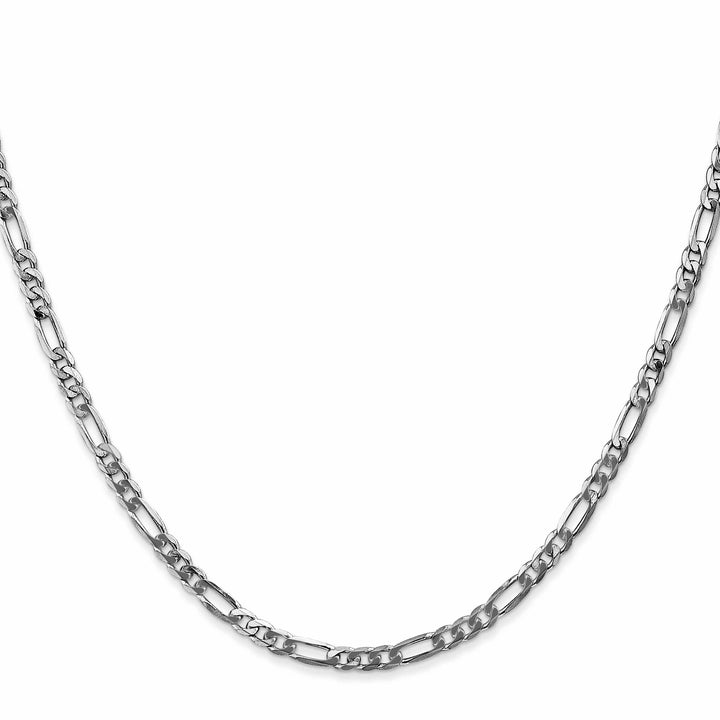 14K White Gold 3mm Flat Figaro Chain 26 Inch