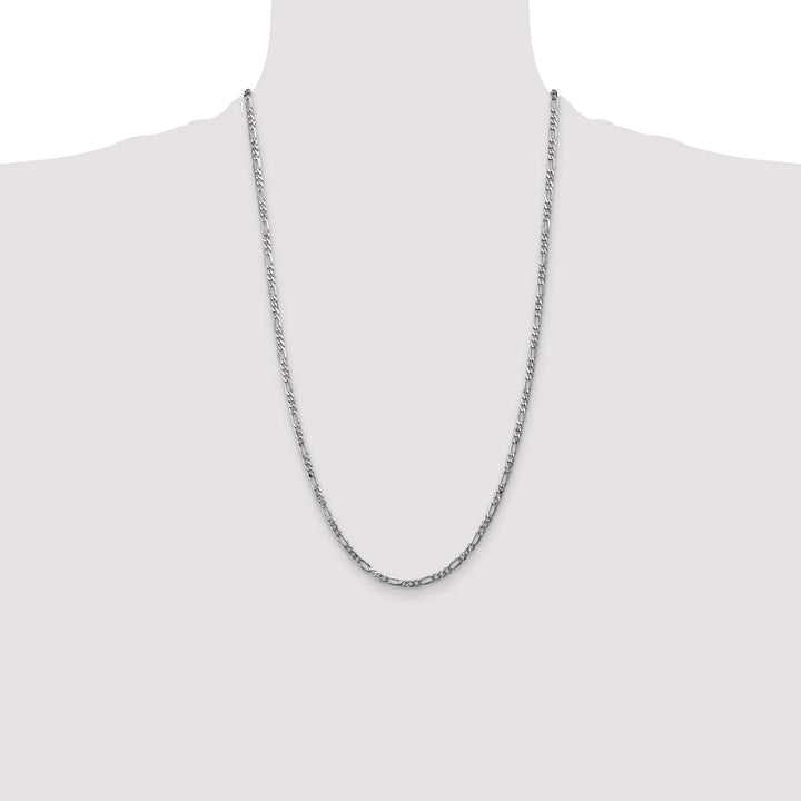 14K White Gold 3mm Flat Figaro Chain 26 Inch