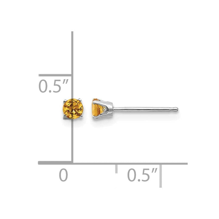 14K White Gold 3mm Round November/Citrine Stud Earrings, view 4 of 4