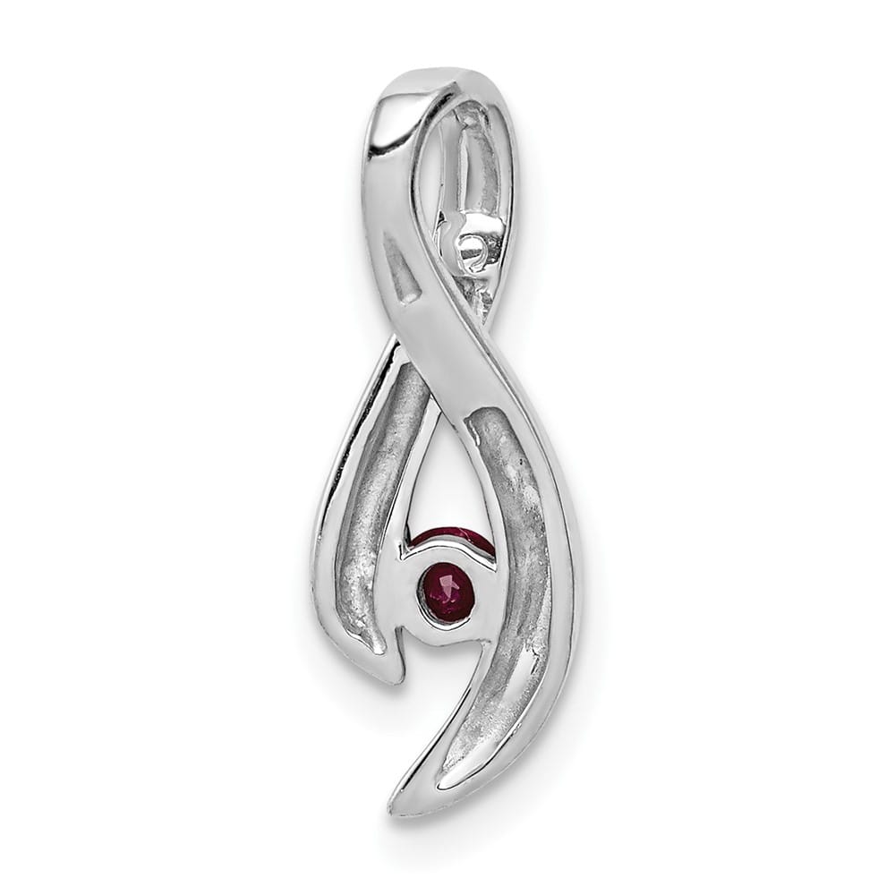 14K White Gold 3mm Ruby Ribbon Slide
