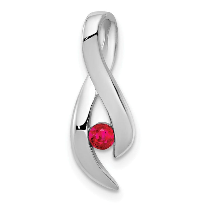 14K White Gold 3mm Ruby Ribbon Slide