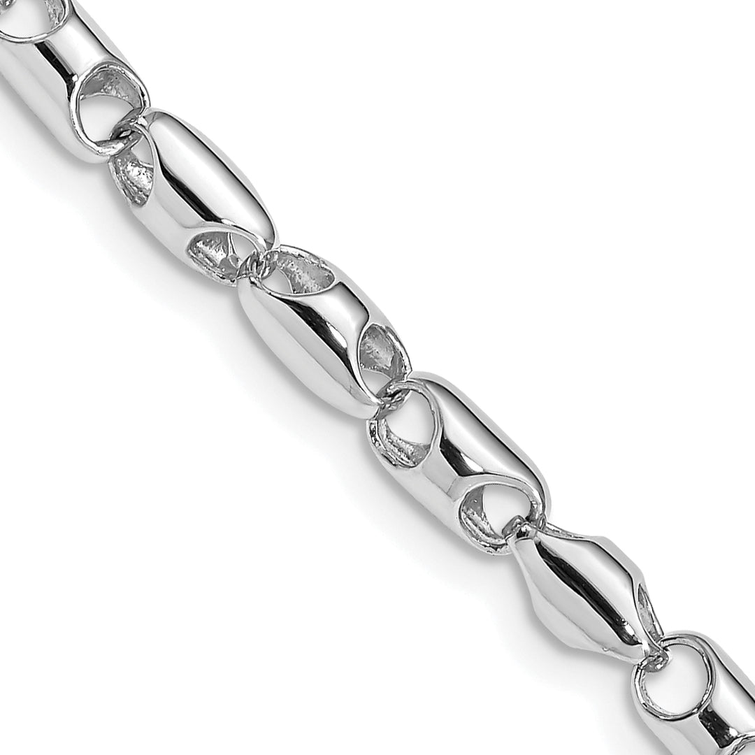 14K White Gold 4.1mm Fancy Barrel Link Bracelet