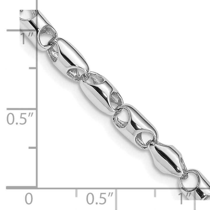 14K White Gold 4.1mm Fancy Barrel Link Bracelet