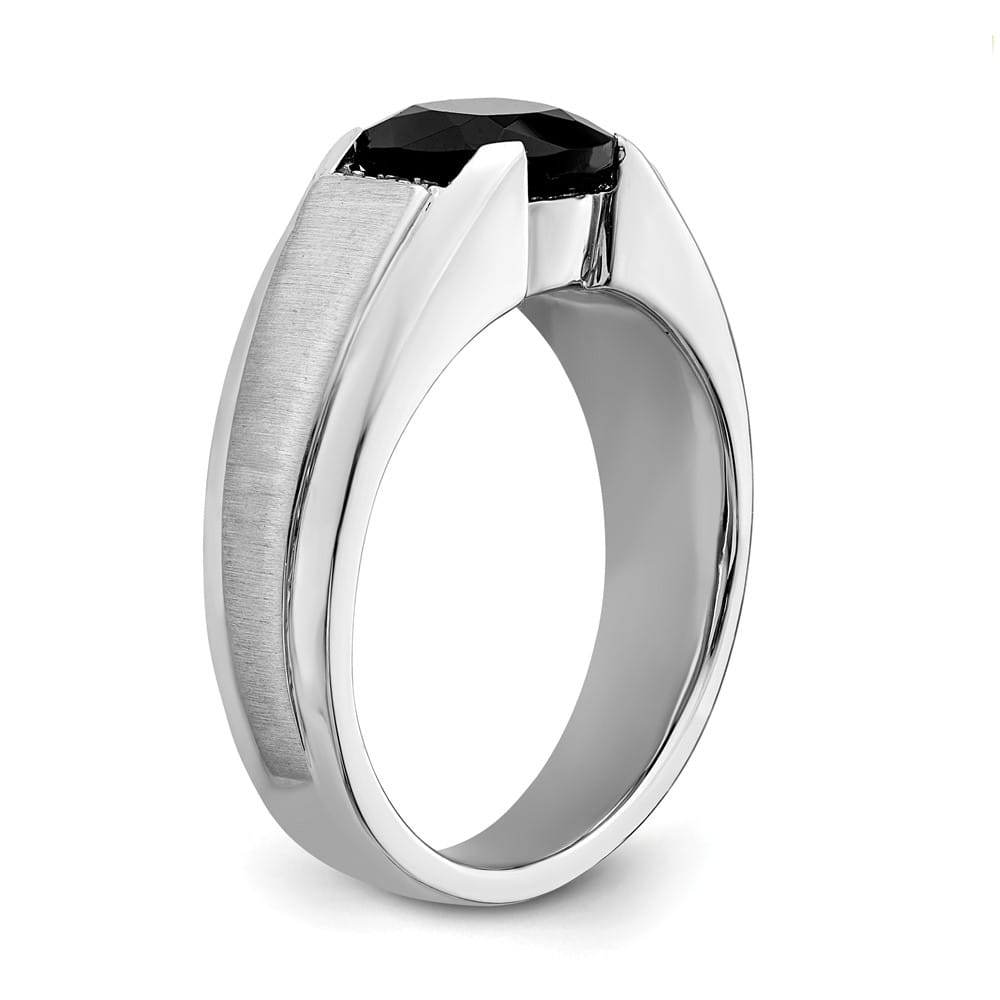 14k White Gold 4.3 mm IB Goodman 8 mm Cushion Onyx Diamond Men's Ring Stock Size 10 Ring Are Refundable