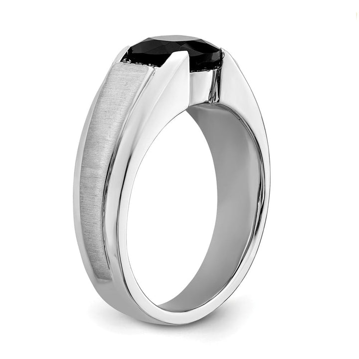 14k White Gold 4.3 mm IB Goodman 8 mm Cushion Onyx Diamond Men's Ring Stock Size 10 Ring Are Refundable