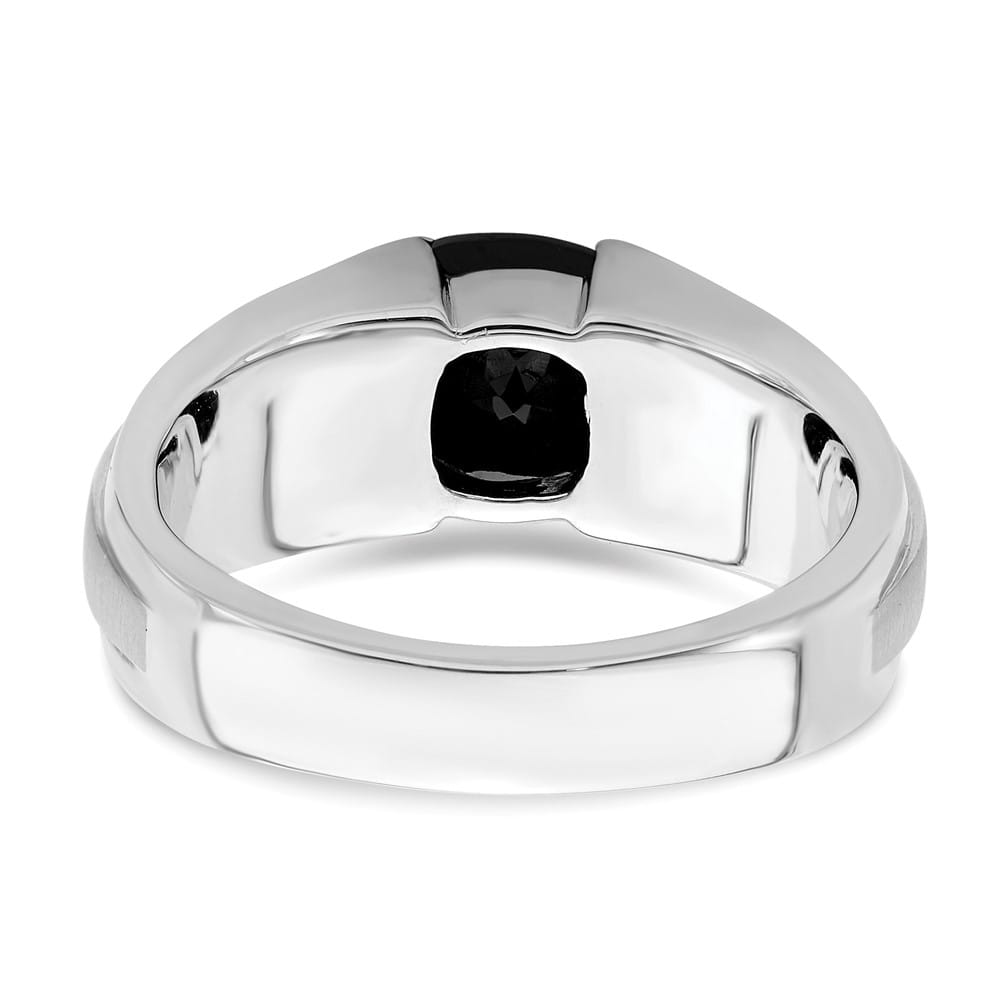 14k White Gold 4.3 mm IB Goodman 8 mm Cushion Onyx Diamond Men's Ring Stock Size 10 Ring Are Refundable