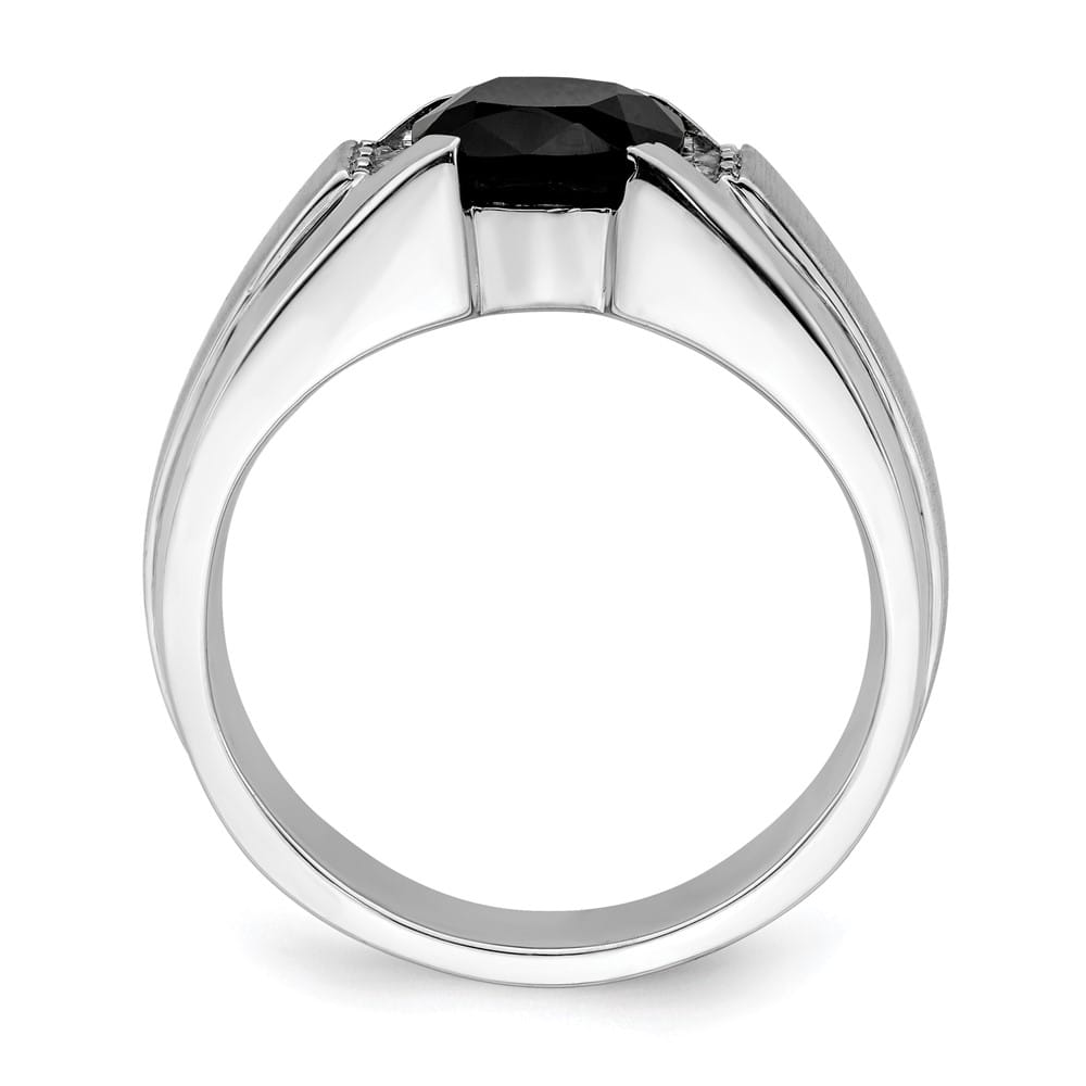 14k White Gold 4.3 mm IB Goodman 8 mm Cushion Onyx Diamond Men's Ring Stock Size 10 Ring Are Refundable