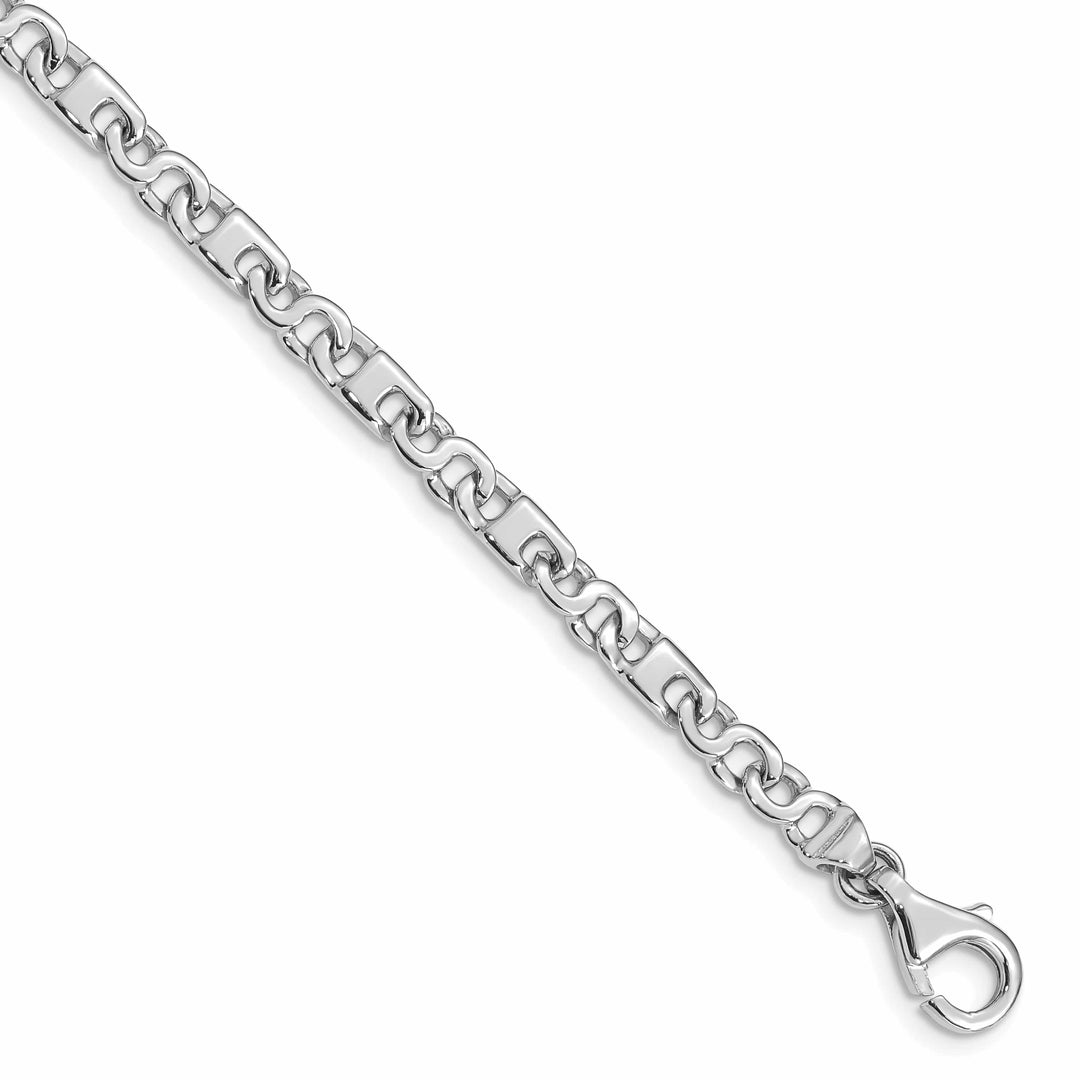 14K White Gold 4.4mm Hand Fancy Link Bracelet