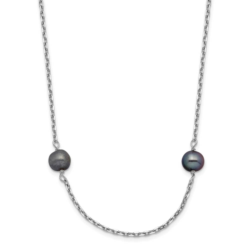 14K White Gold 4-5mm Black Near-Round Cultured Pearl 16 inch Necklace