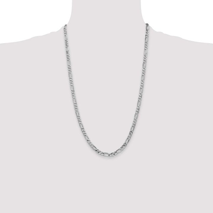 14K White Gold 4.5mm Flat Figaro Chain 26 Inch