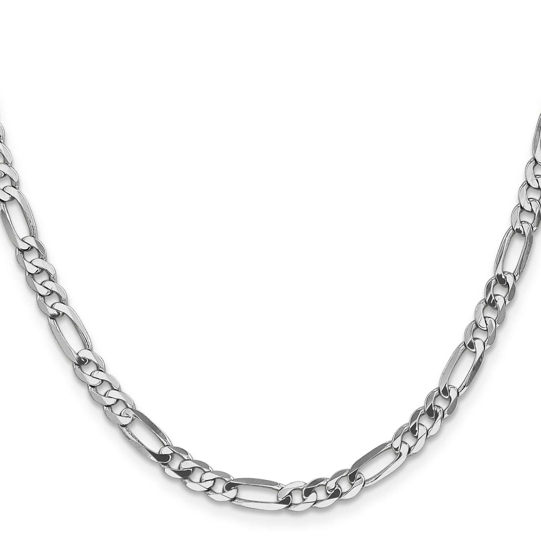 14K White Gold 4.5mm Flat Figaro Chain 26 Inch