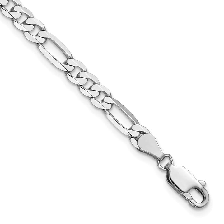 14K White Gold 4.5mm Flat Figaro Chain 26 Inch