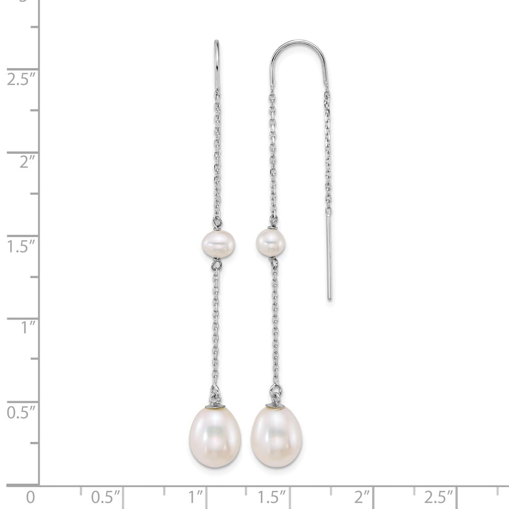 14K White Gold 4-5mm Near Round and 7-8mm Teardrop White Earrings