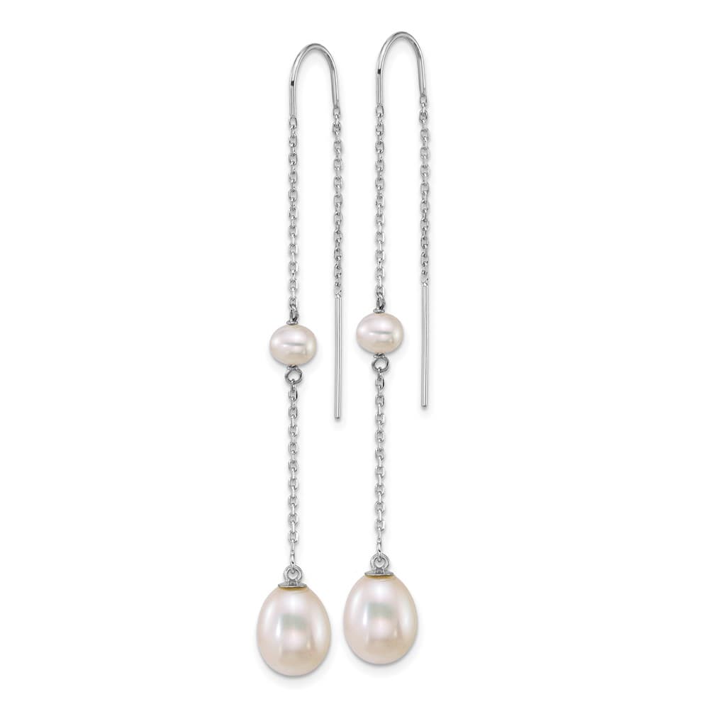 14K White Gold 4-5mm Near Round and 7-8mm Teardrop White Earrings