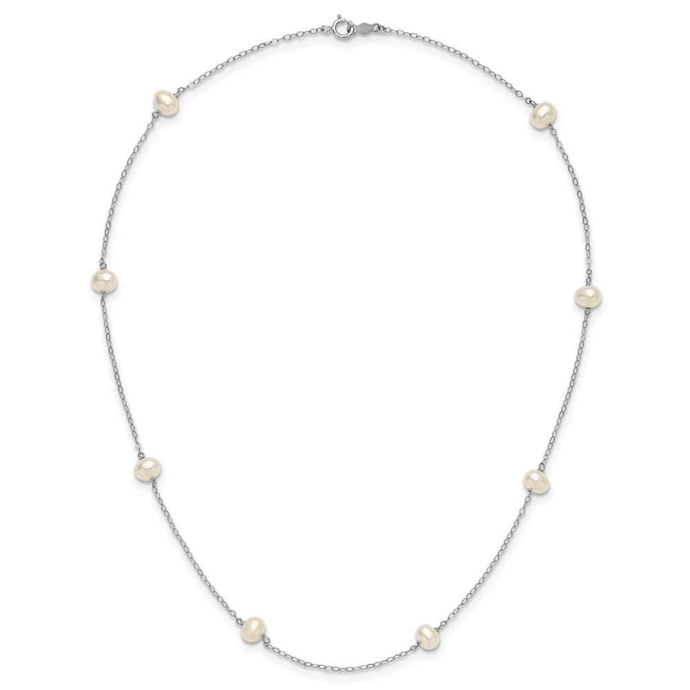 14K White Gold 4-5mm White Near Round Cultured Pearl 18 inch Necklace