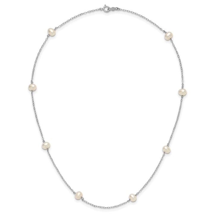 14K White Gold 4-5mm White Near Round Cultured Pearl 18 inch Necklace