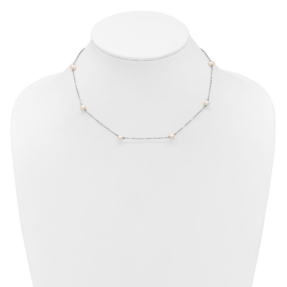 14K White Gold 4-5mm White Near Round Cultured Pearl 18 inch Necklace