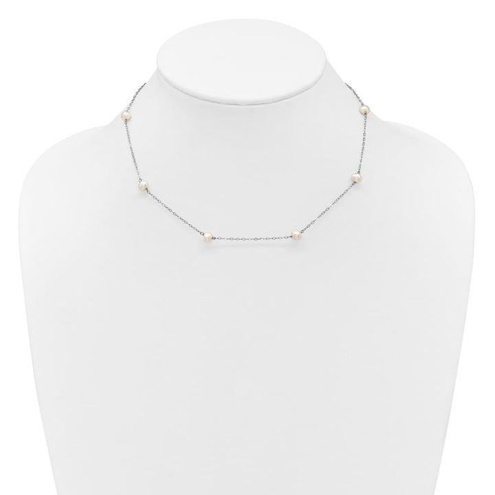 14K White Gold 4-5mm White Near Round Cultured Pearl 18 inch Necklace