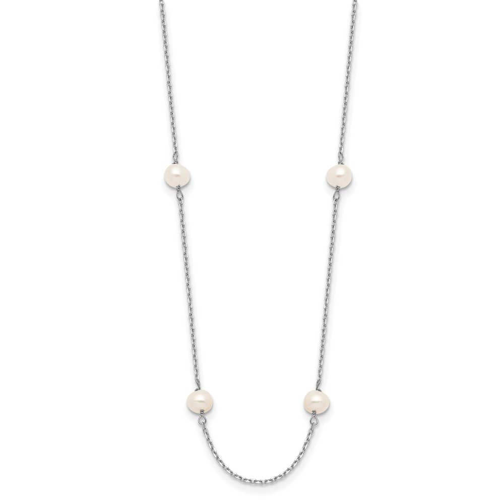 14K White Gold 4-5mm White Near Round Cultured Pearl 18 inch Necklace