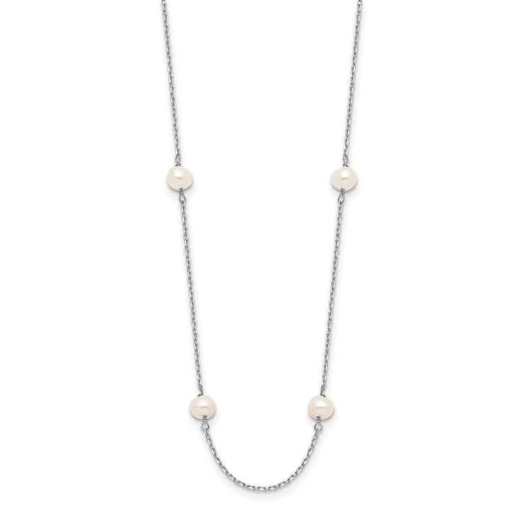 14K White Gold 4-5mm White Near Round Cultured Pearl 18 inch Necklace