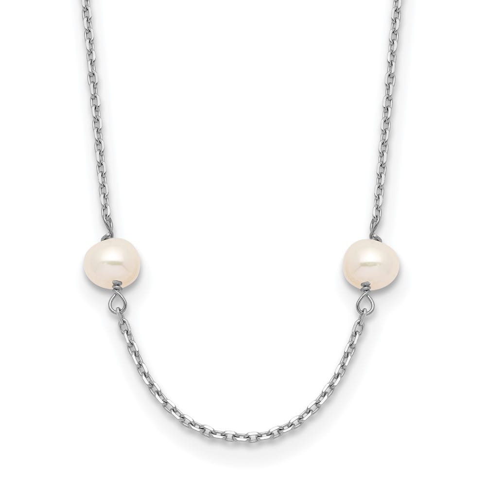 14K White Gold 4-5mm White Near Round Cultured Pearl 18 inch Necklace