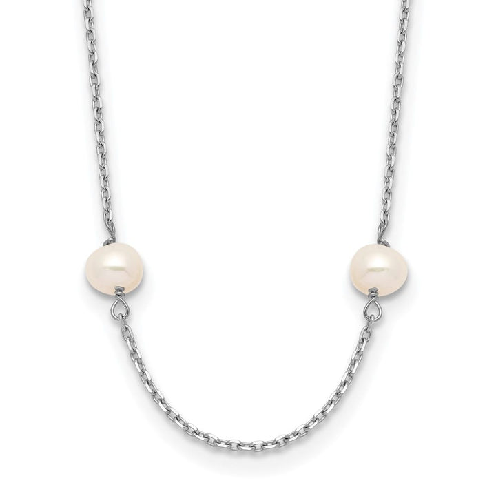 14K White Gold 4-5mm White Near Round Cultured Pearl 18 inch Necklace