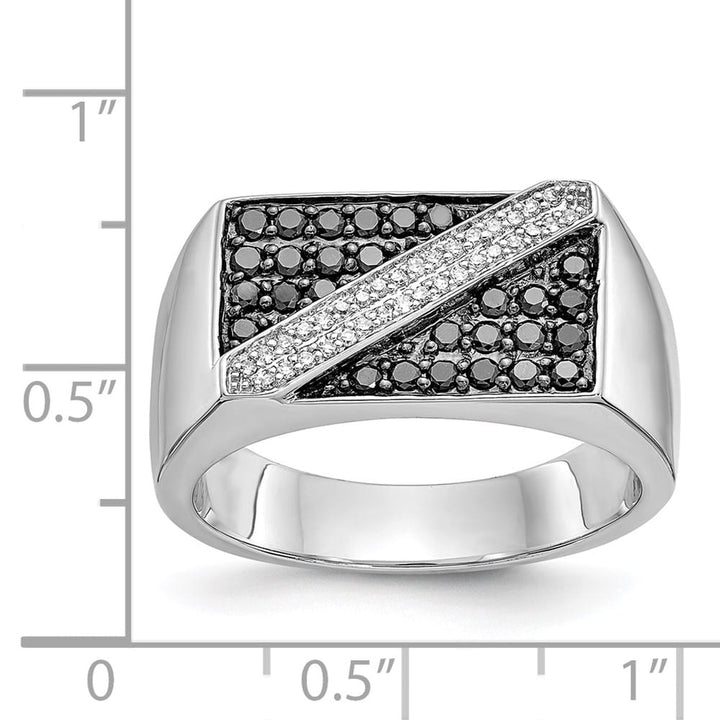 14k White Gold 4 mm 10 mm Top and White Diamond Cluster Men's Ring