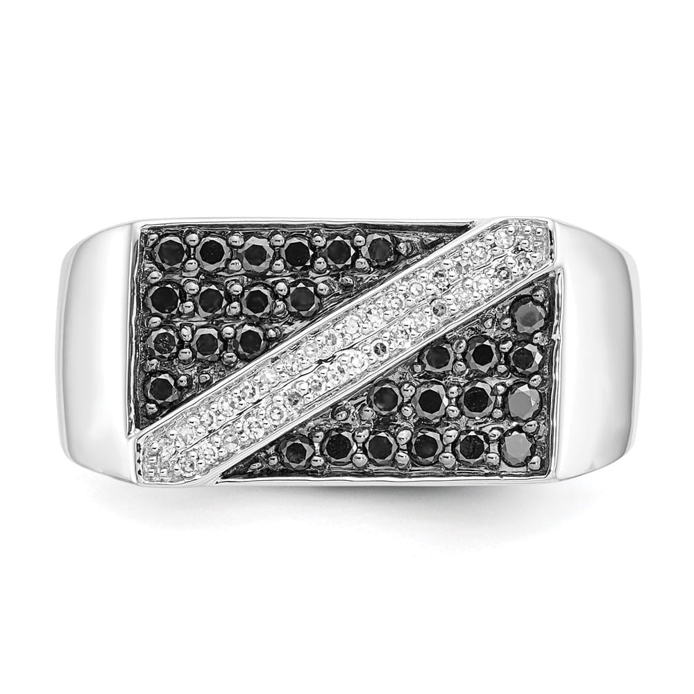 14k White Gold 4 mm 10 mm Top and White Diamond Cluster Men's Ring