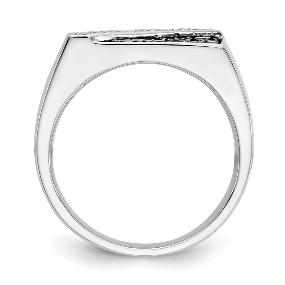 14k White Gold 4 mm 10 mm Top and White Diamond Cluster Men's Ring