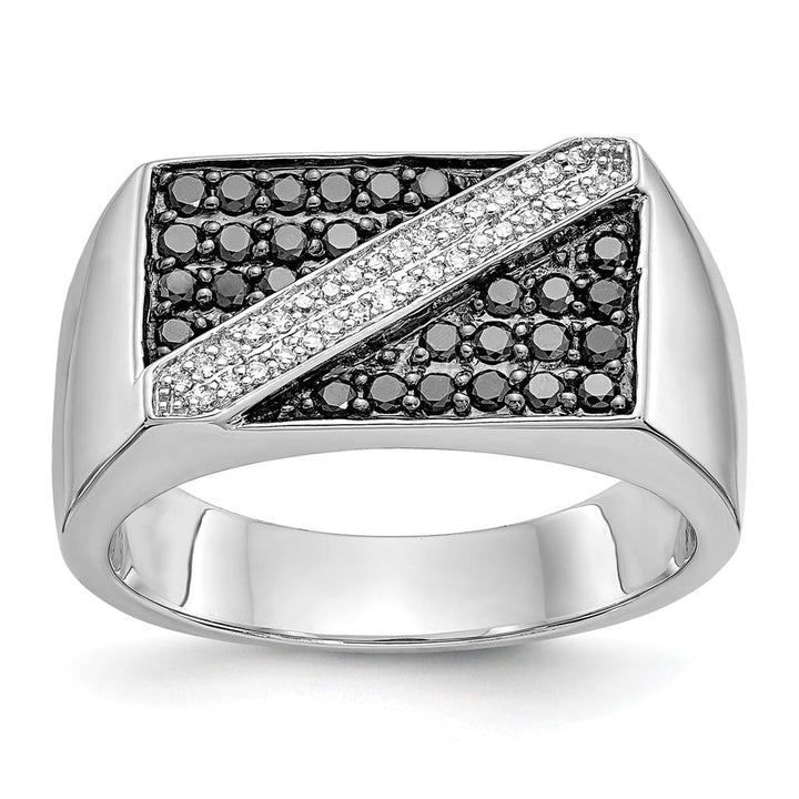 14k White Gold 4 mm 10 mm Top and White Diamond Cluster Men's Ring