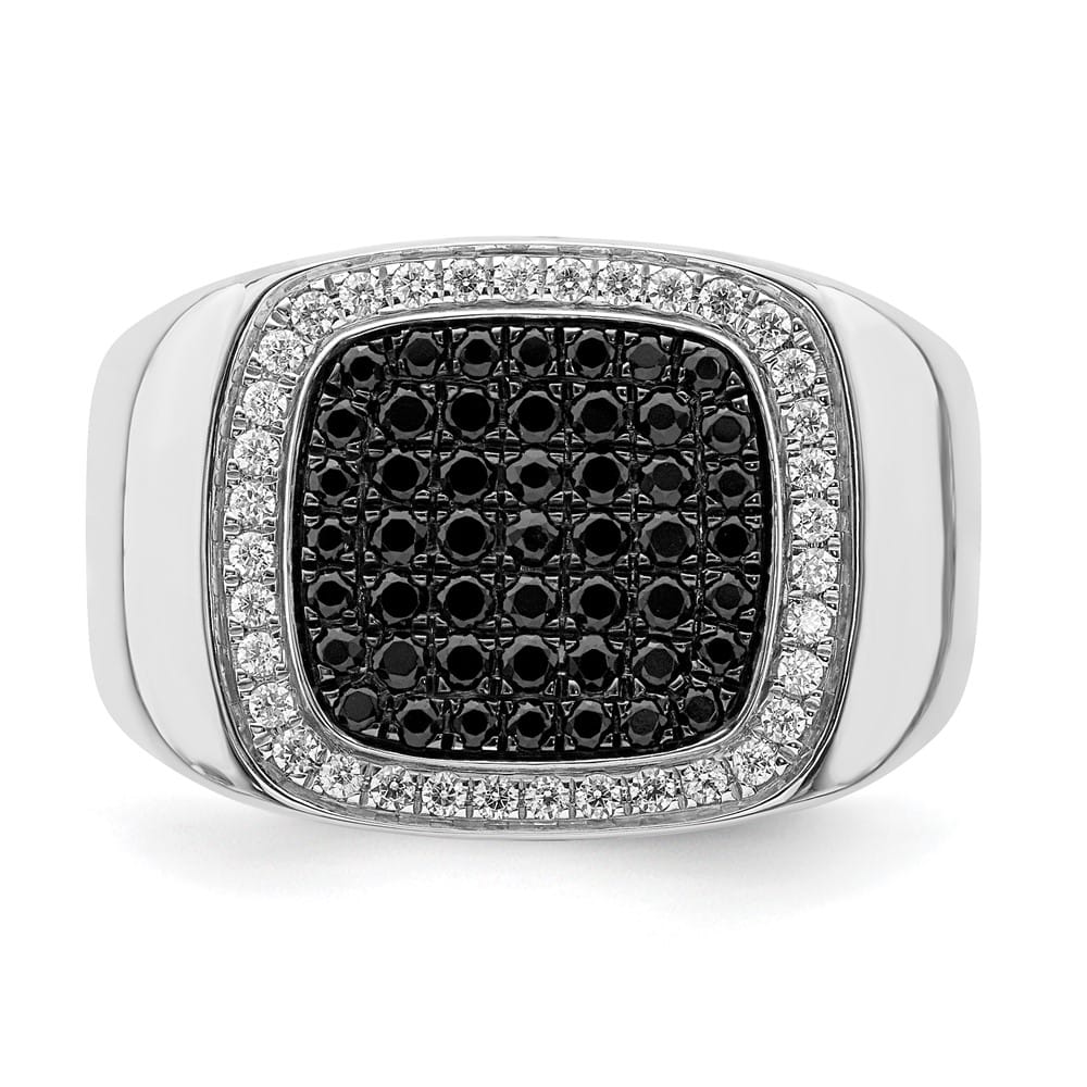 14k White Gold 4 mm 13 mm Top and White Diamond Cluster Men's Ring