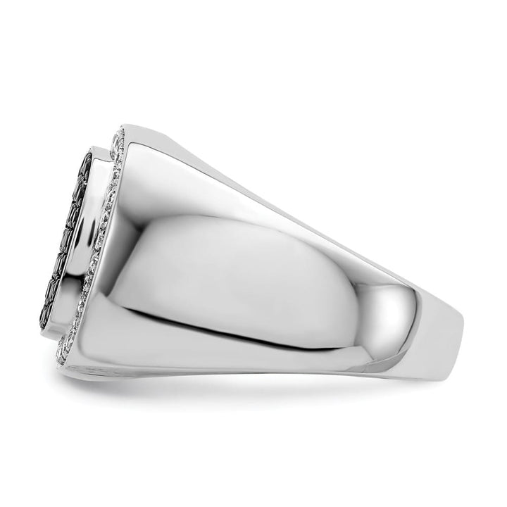 14k White Gold 4 mm 13 mm Top and White Diamond Cluster Men's Ring