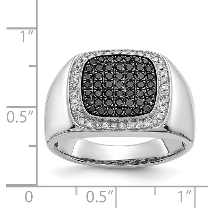 14k White Gold 4 mm 13 mm Top and White Diamond Cluster Men's Ring