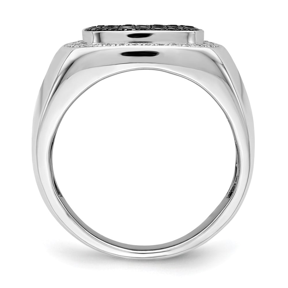 14k White Gold 4 mm 13 mm Top and White Diamond Cluster Men's Ring