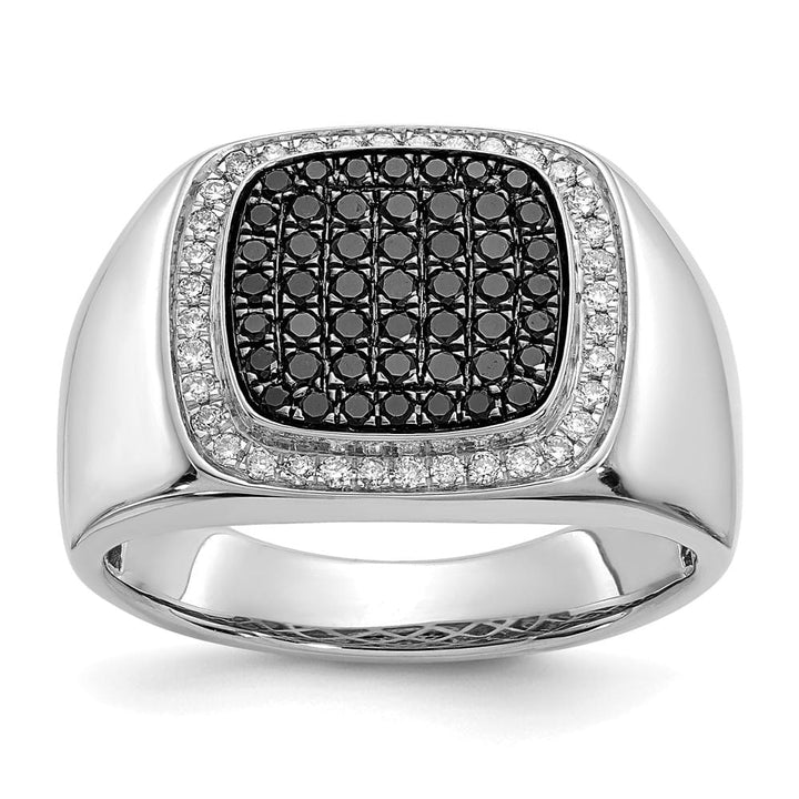 14k White Gold 4 mm 13 mm Top and White Diamond Cluster Men's Ring