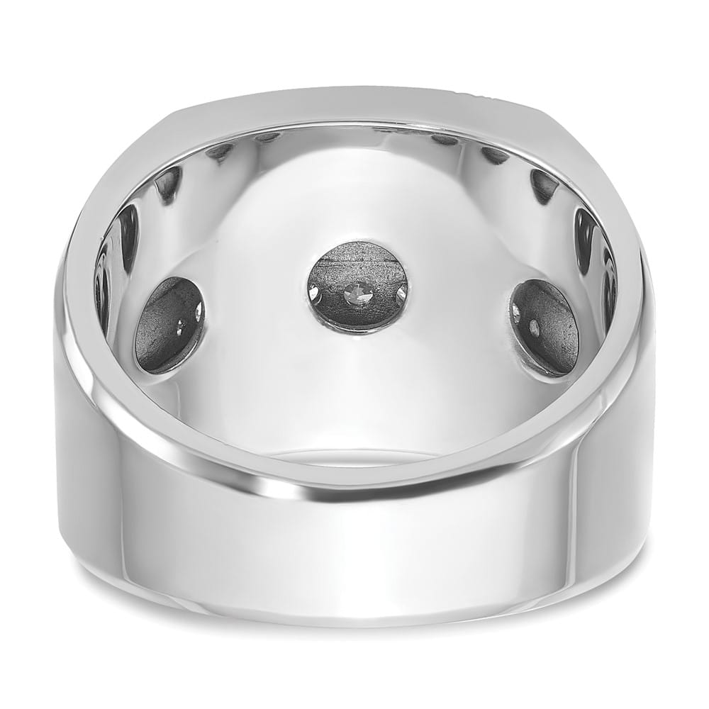 14k White Gold 4-Row I1 Quality Diamond Men's Ring