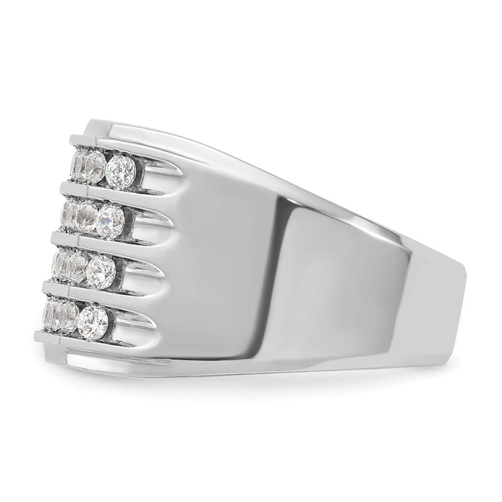 14k White Gold 4-Row I1 Quality Diamond Men's Ring