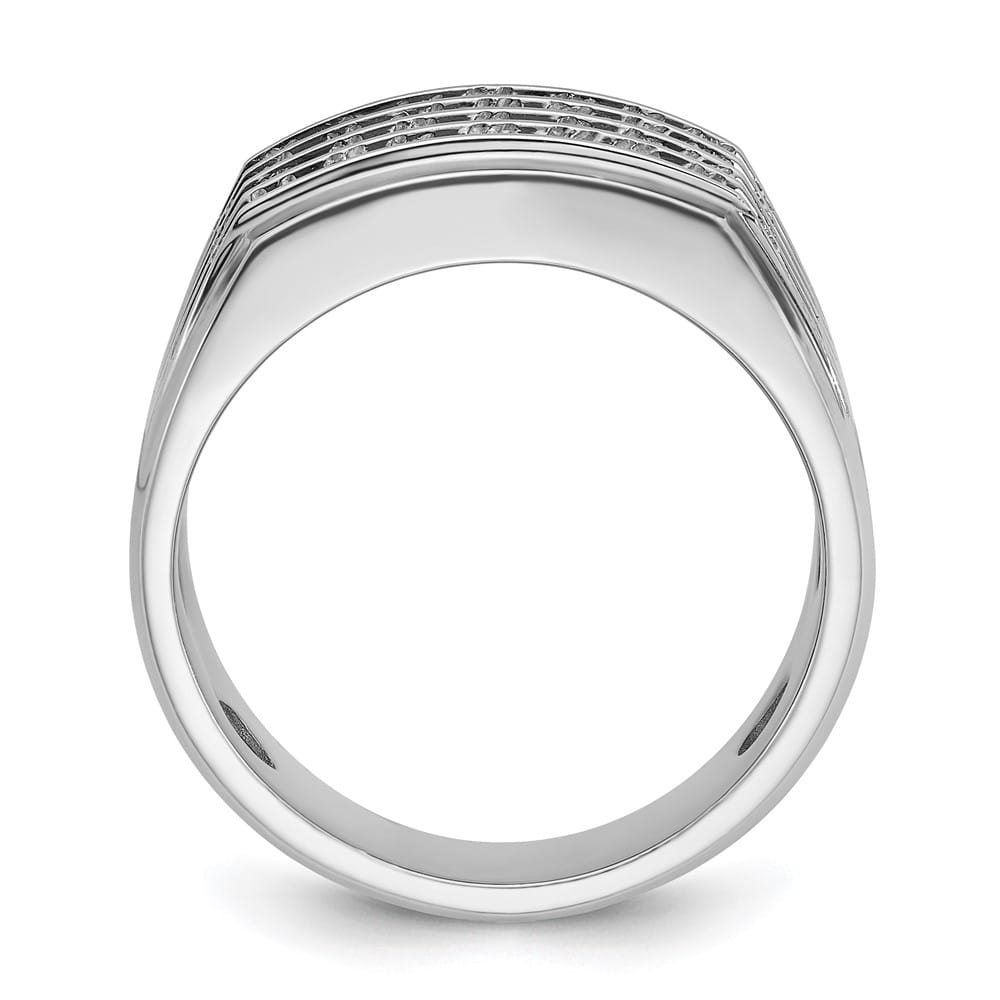 14k White Gold 4-Row I1 Quality Diamond Men's Ring