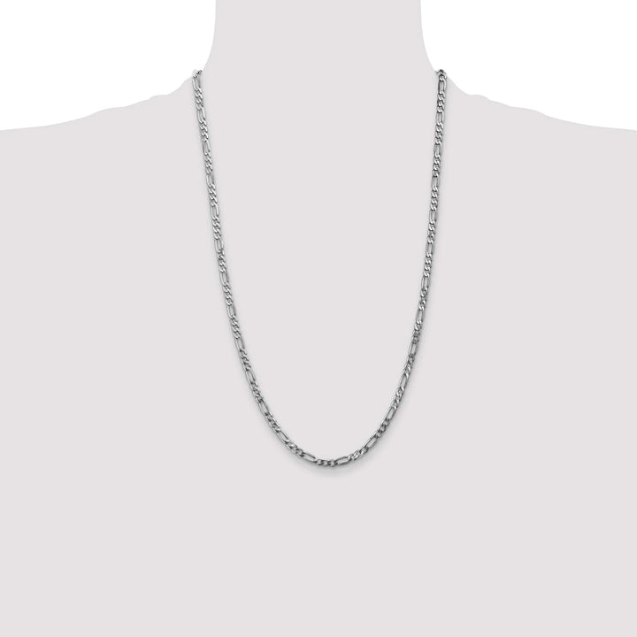 14K White Gold 4mm Flat Figaro Chain 26 Inch