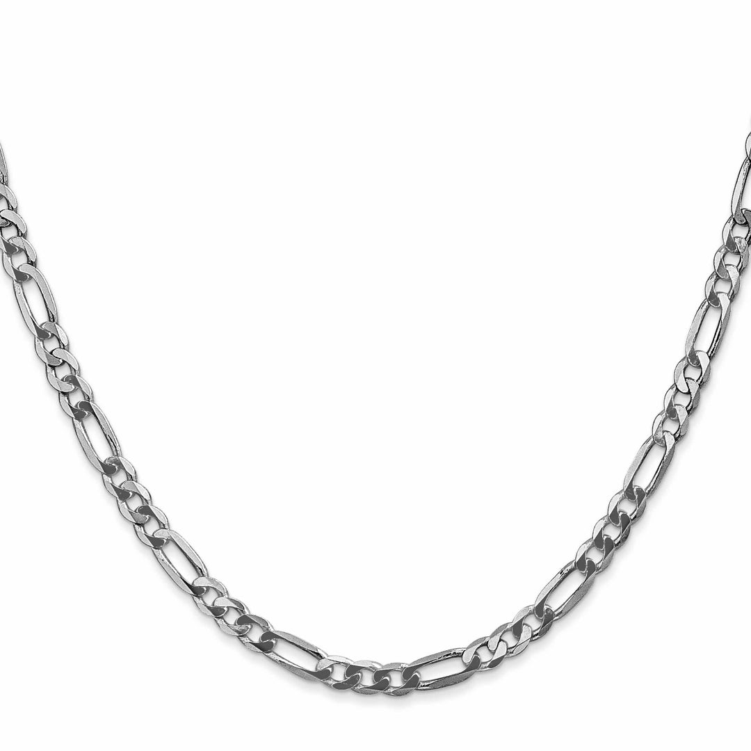 14K White Gold 4mm Flat Figaro Chain 26 Inch